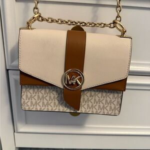 Michael Kors Tan and Cream Crossbody Bag